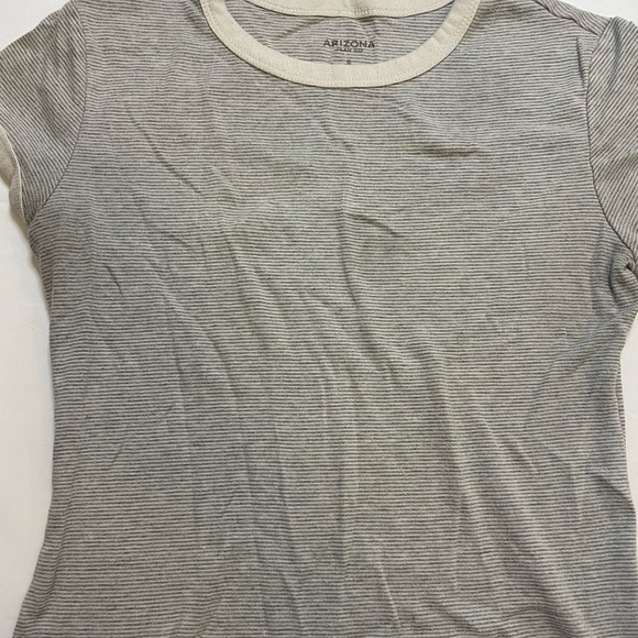 Arizona Jean size small cream and light gray stripped shirt - Picture 2 of 4